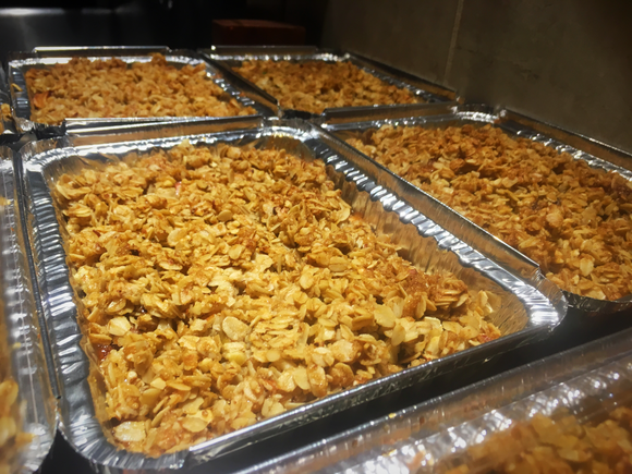 Apple, Rhubarb, and Raspberry Crisp [V]