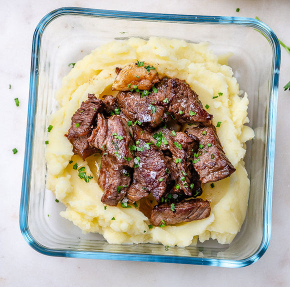Beef Tips w/ Mashed Potatoes & Carrots [GF]
