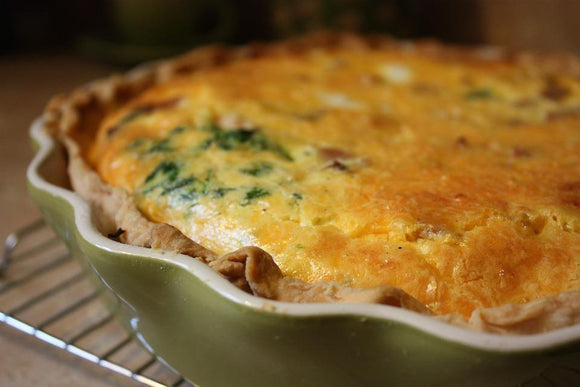 Mushroom, Leek, and Chevre Quiche [V, GF option]